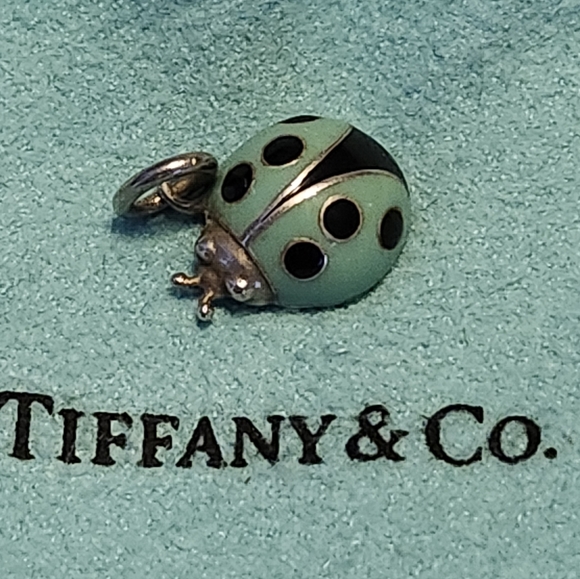 Tiffany & Co. Lady Bug Charm Sterling Silver 925 Teal Enamel